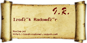 Izsák Radomér névjegykártya